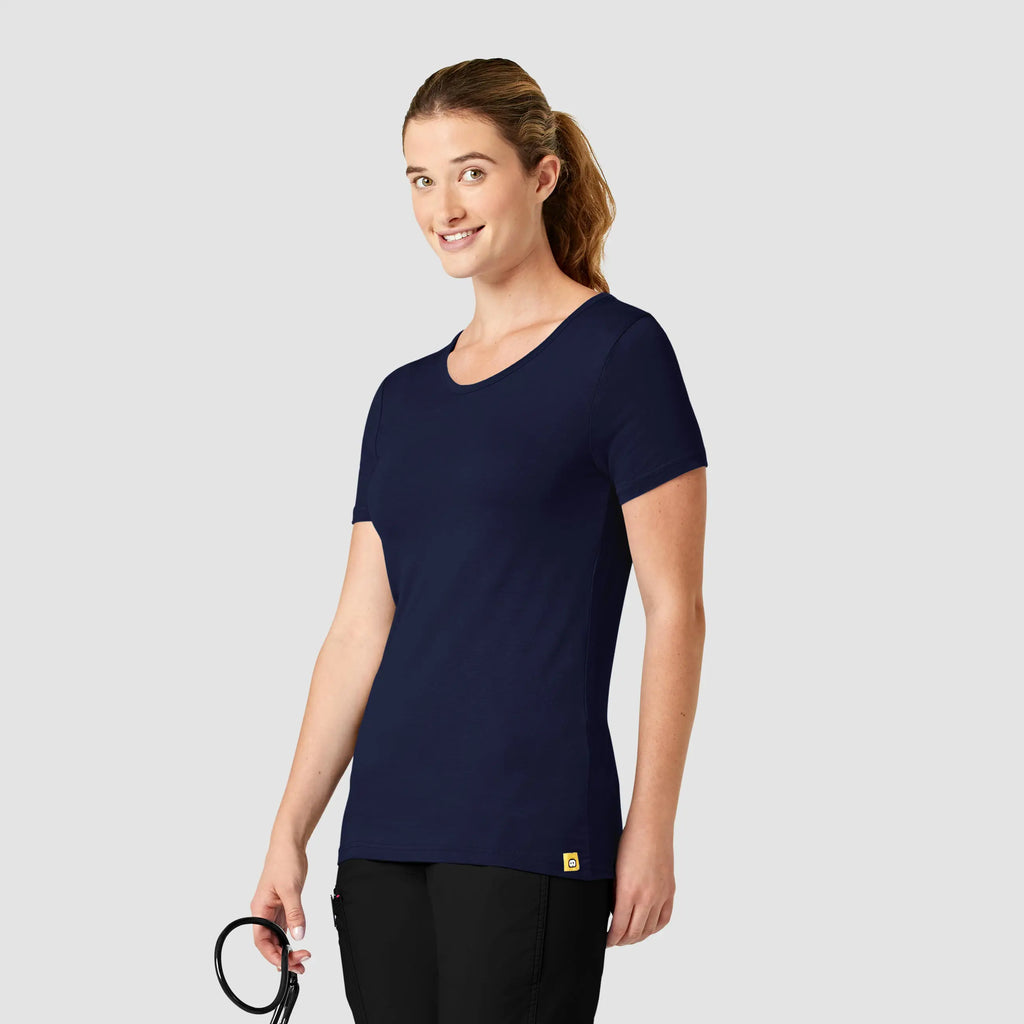 Wink Scrubs Women's Silky Knit Short Sleeve Tee Navy | scrub-supply.com