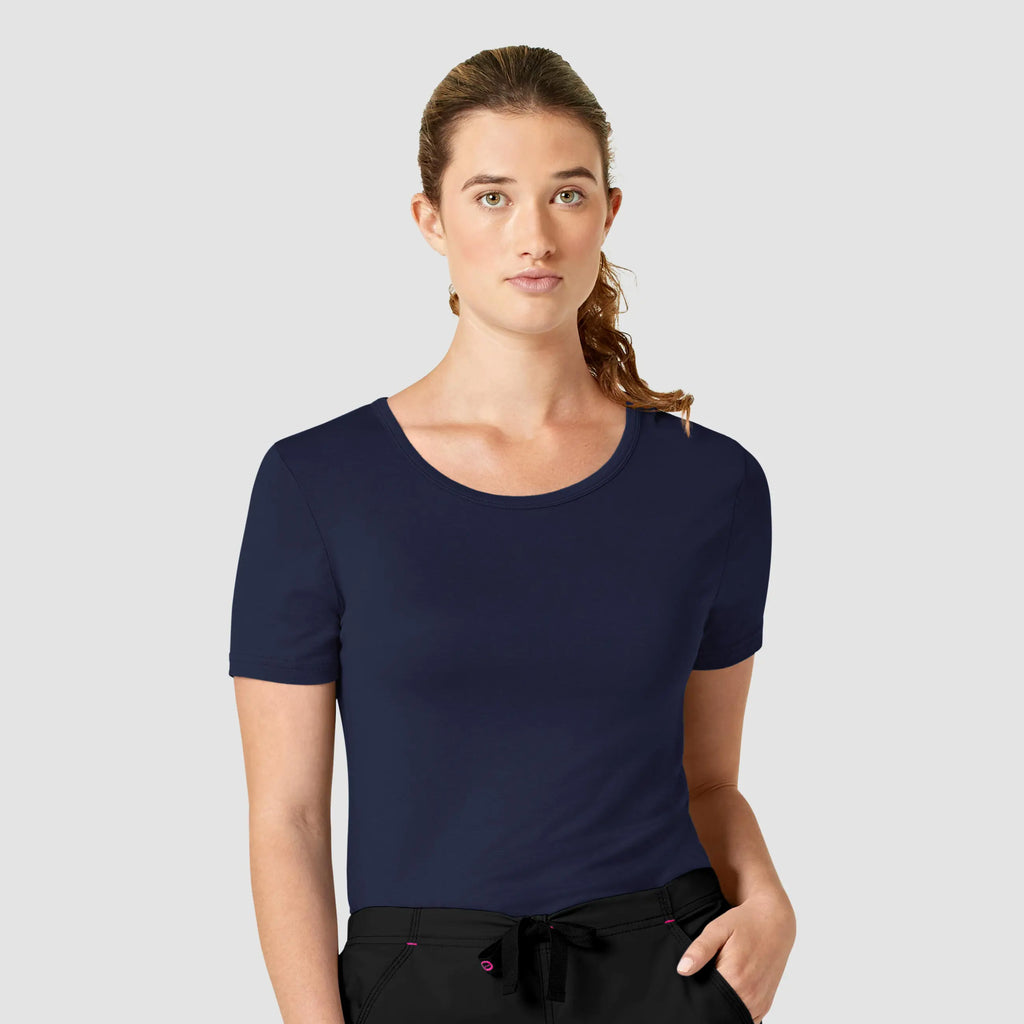 Wink Scrubs Women's Silky Knit Short Sleeve Tee Navy | scrub-supply.com