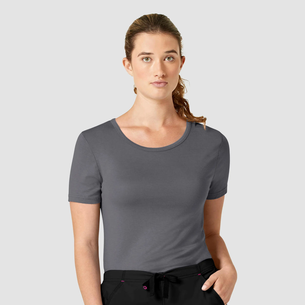 Wink Scrubs Women's Silky Knit Short Sleeve Tee Pewter | scrub-supply.com