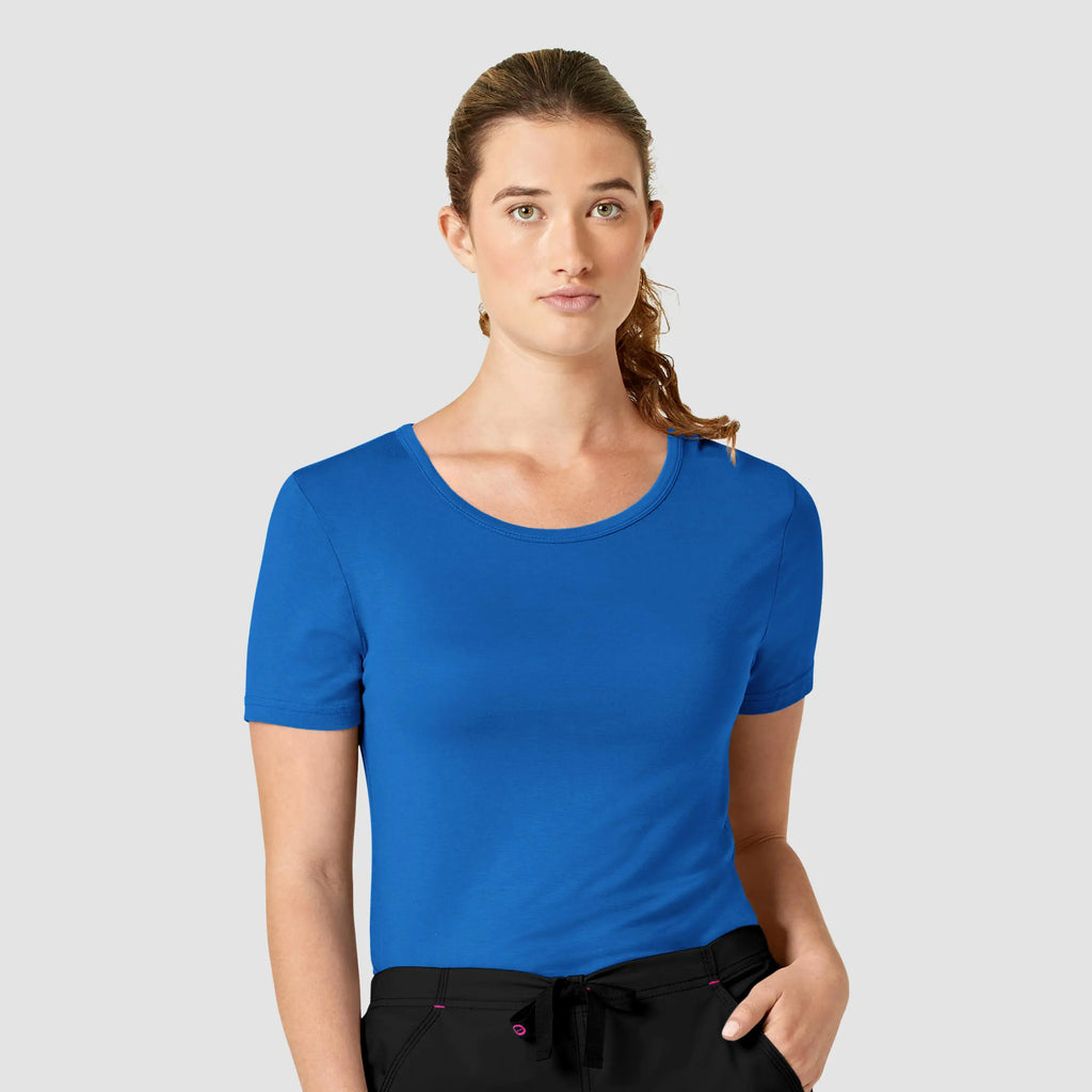 Wink Scrubs Women's Silky Knit Short Sleeve Tee Royal Blue | scrub-supply.com