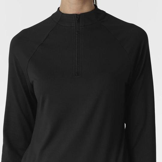 Wink Scrubs Women's Watch Window Quarter Zip Scrub Top Black | scrub-supply.com