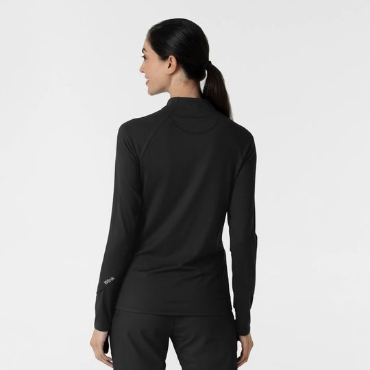 Wink Scrubs Women's Watch Window Quarter Zip Scrub Top Black | scrub-supply.com