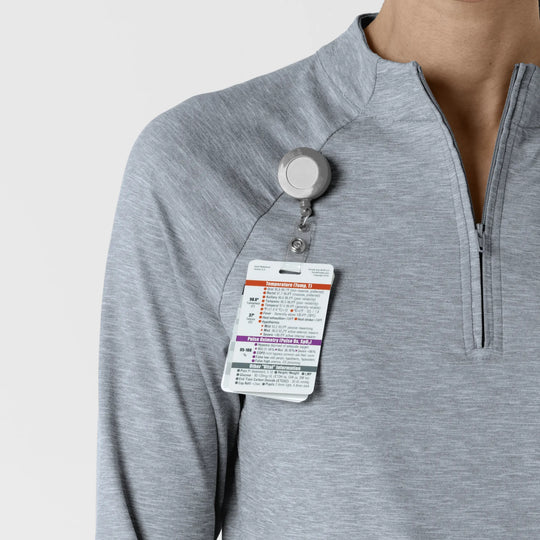 Wink Scrubs Women's Watch Window Quarter Zip Scrub Top Grey Heather | scrub-supply.com