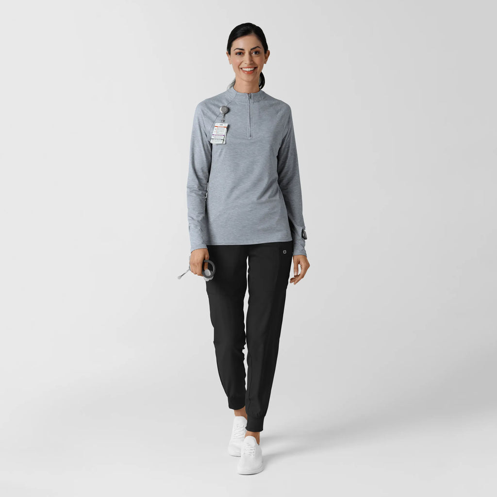 Wink Scrubs Women's Watch Window Quarter Zip Scrub Top Grey Heather | scrub-supply.com