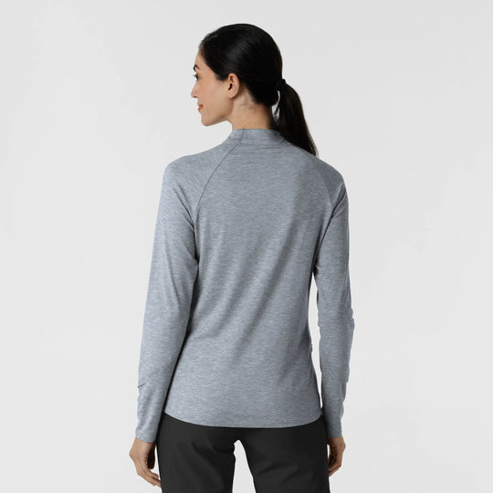 Wink Scrubs Women's Watch Window Quarter Zip Scrub Top Grey Heather | scrub-supply.com