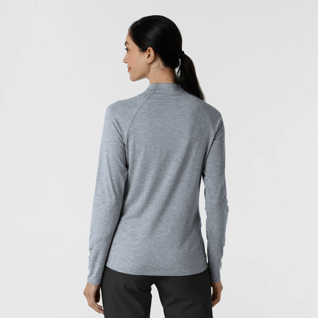 Wink Scrubs Women's Watch Window Quarter Zip Scrub Top Grey Heather | scrub-supply.com