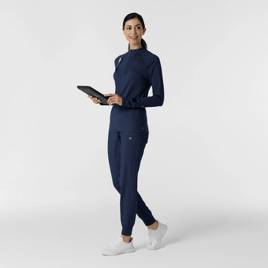 Wink Scrubs Women's Watch Window Quarter Zip Scrub Top Navy | scrub-supply.com