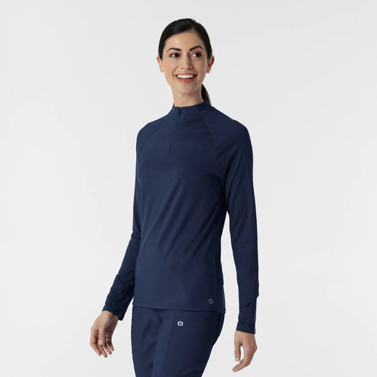 Wink Scrubs Women's Watch Window Quarter Zip Scrub Top Navy | scrub-supply.com