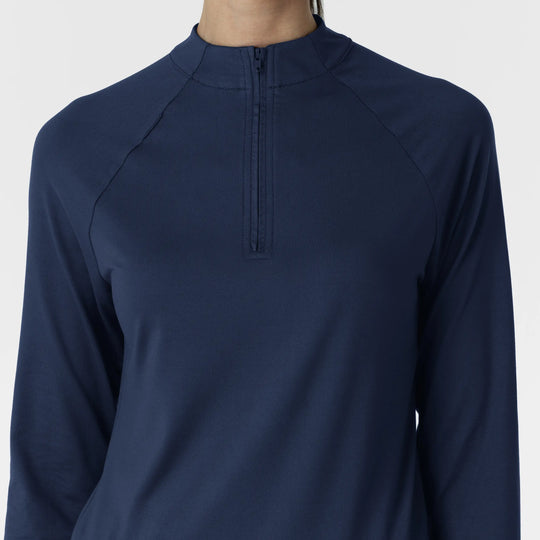 Wink Scrubs Women's Watch Window Quarter Zip Scrub Top Navy | scrub-supply.com