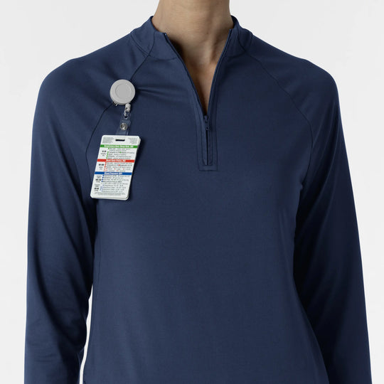 Wink Scrubs Women's Watch Window Quarter Zip Scrub Top Navy | scrub-supply.com