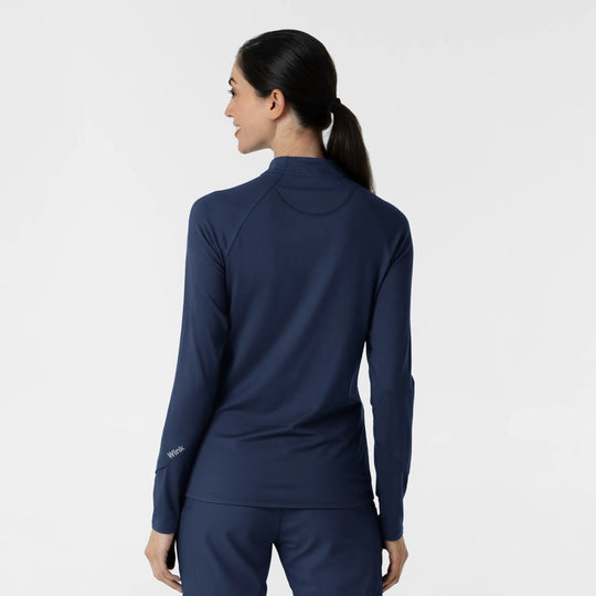 Wink Scrubs Women's Watch Window Quarter Zip Scrub Top Navy | scrub-supply.com
