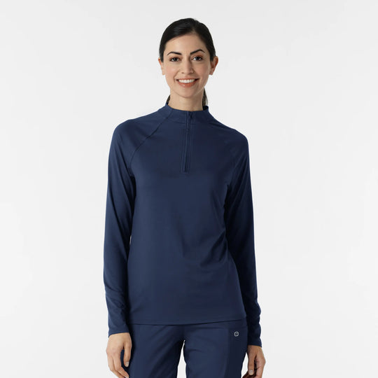 Wink Scrubs Women's Watch Window Quarter Zip Scrub Top Navy | scrub-supply.com