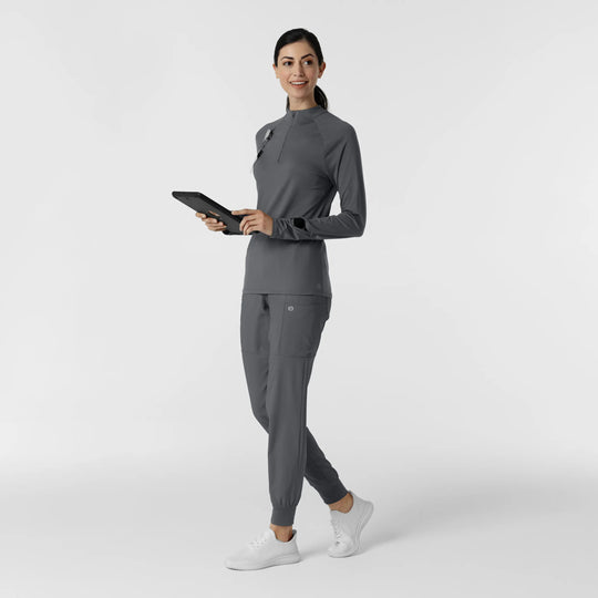 Wink Scrubs Women's Watch Window Quarter Zip Scrub Top Pewter | scrub-supply.com