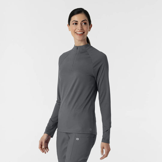 Wink Scrubs Women's Watch Window Quarter Zip Scrub Top Pewter | scrub-supply.com