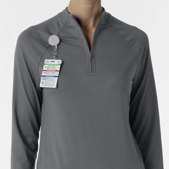 Wink Scrubs Women's Watch Window Quarter Zip Scrub Top Pewter | scrub-supply.com
