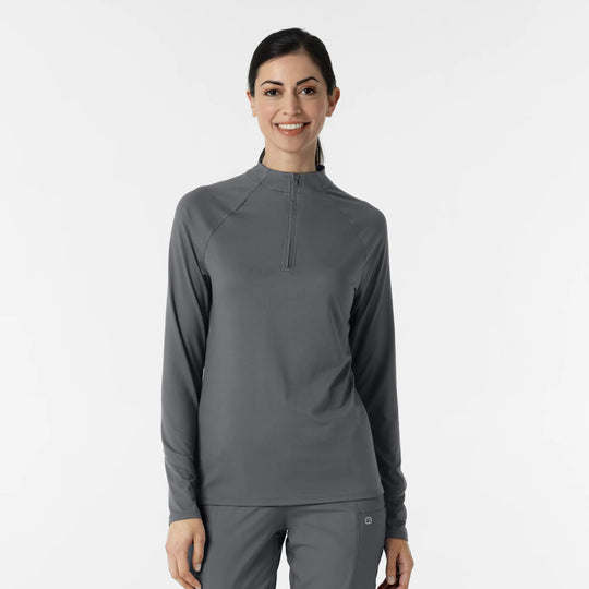 Wink Scrubs Women's Watch Window Quarter Zip Scrub Top Pewter | scrub-supply.com