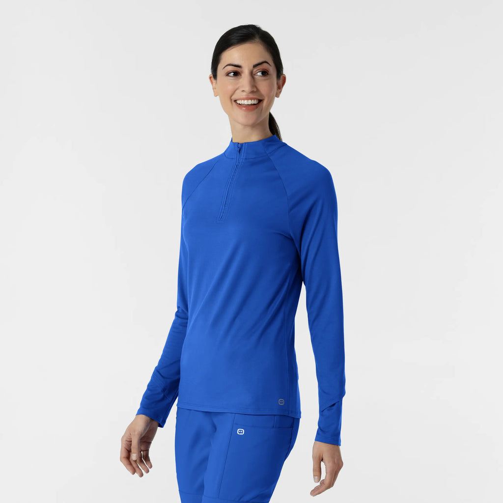 Wink Scrubs Women's Watch Window Quarter Zip Scrub Top Royal Blue | scrub-supply.com