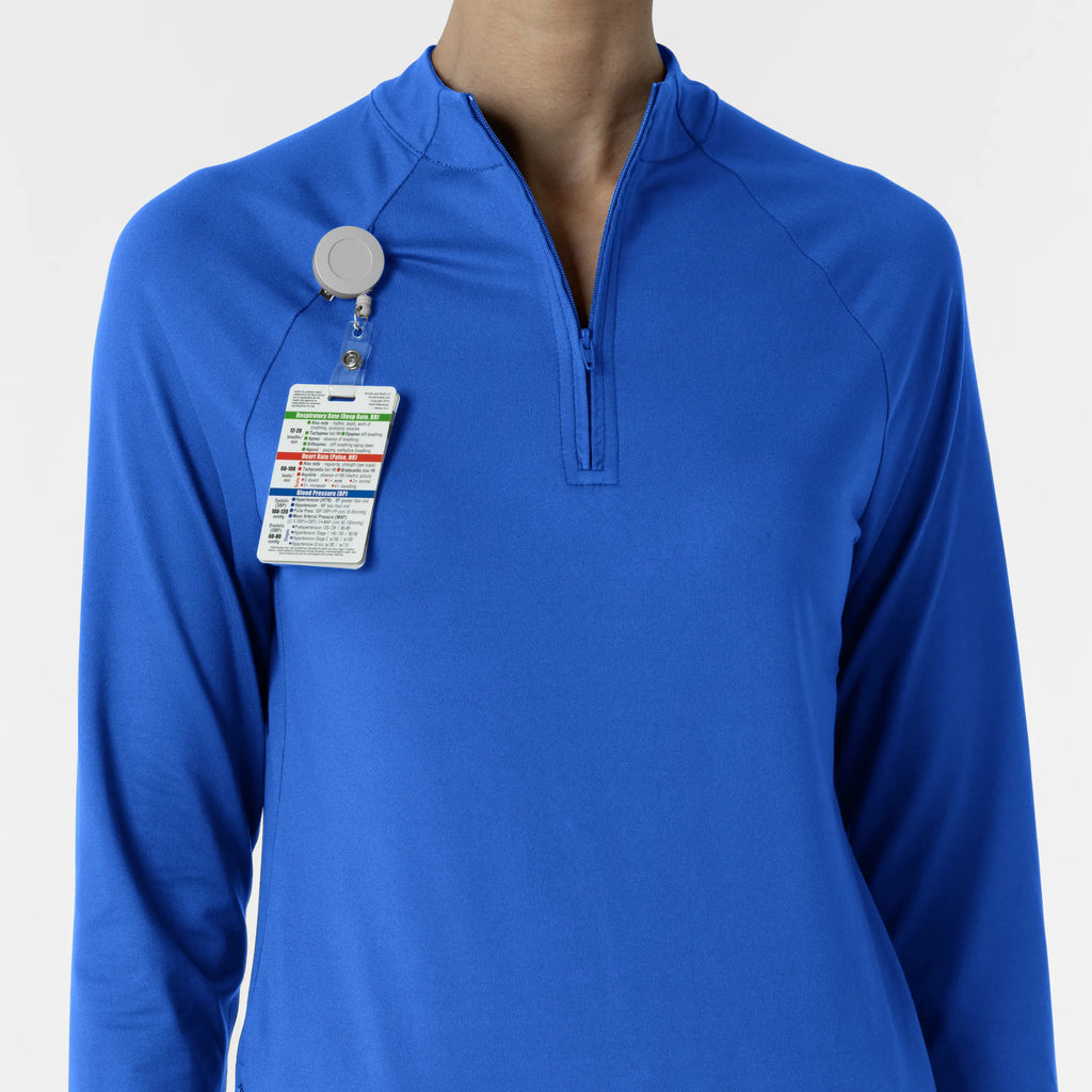 Wink Scrubs Women's Watch Window Quarter Zip Scrub Top Royal Blue | scrub-supply.com