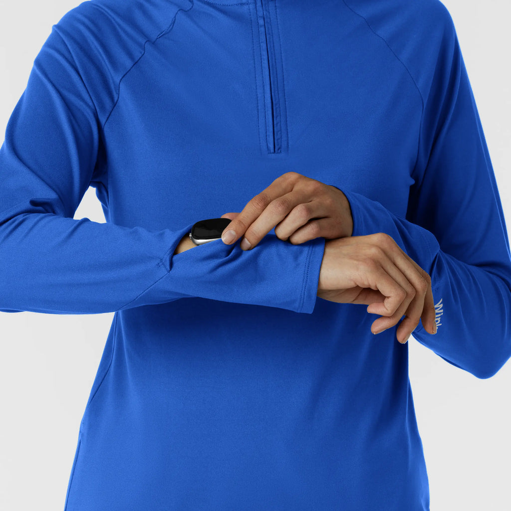Wink Scrubs Women's Watch Window Quarter Zip Scrub Top Royal Blue | scrub-supply.com
