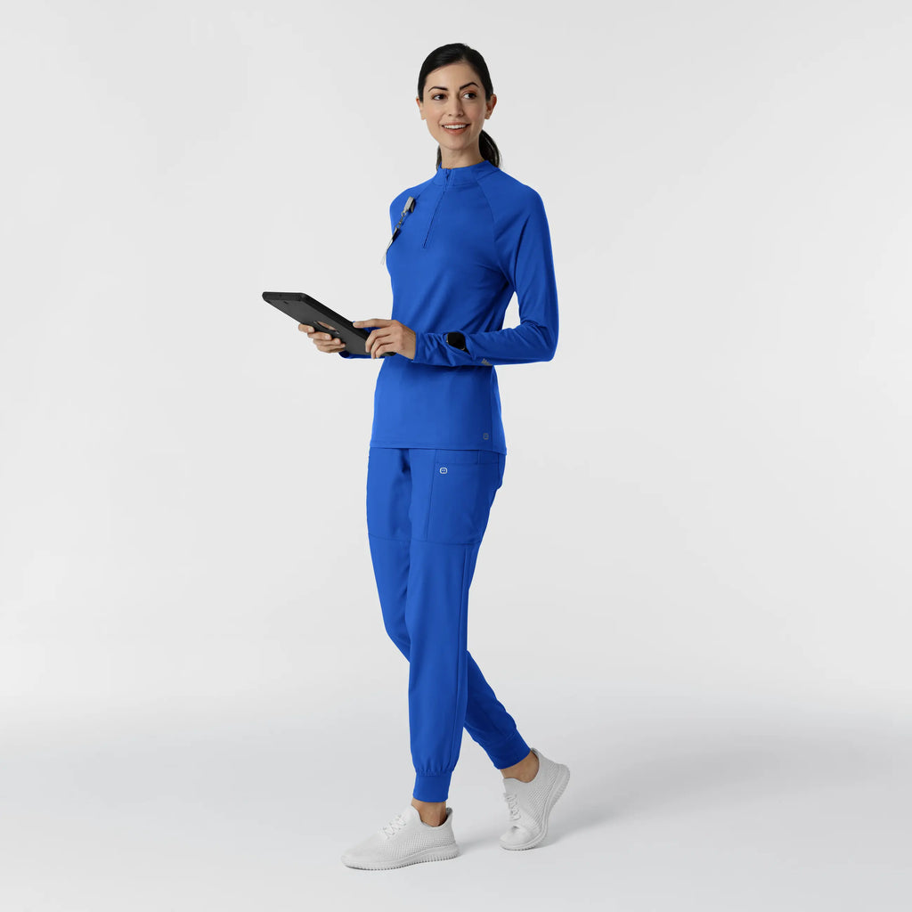 Wink Scrubs Women's Watch Window Quarter Zip Scrub Top Royal Blue | scrub-supply.com