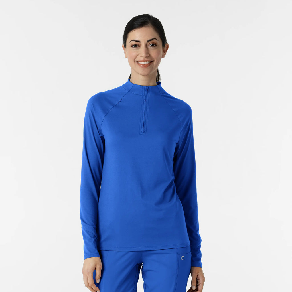 Wink Scrubs Women's Watch Window Quarter Zip Scrub Top Royal Blue | scrub-supply.com