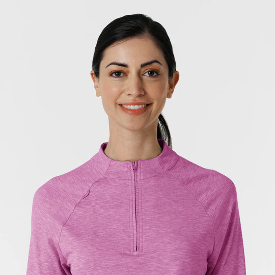 Wink Scrubs Women's Watch Window Quarter Zip Scrub Top Raspberry Heather | scrub-supply.com