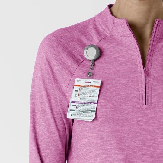 Wink Scrubs Women's Watch Window Quarter Zip Scrub Top Raspberry Heather | scrub-supply.com