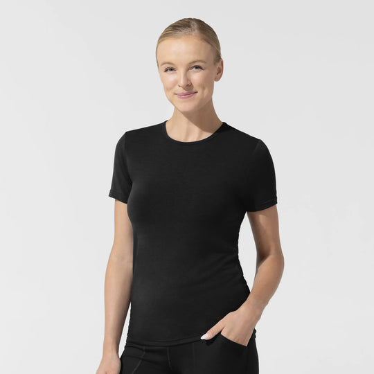Wink Scrubs Women's Short Sleeve Essential Tee Black | scrub-supply.com