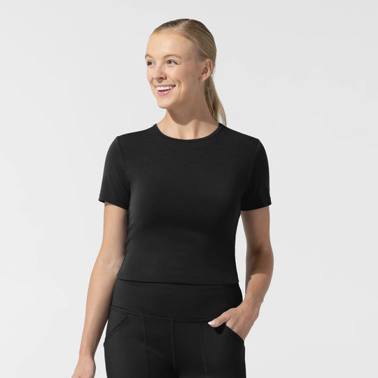Wink Scrubs Women's Short Sleeve Essential Tee Black | scrub-supply.com