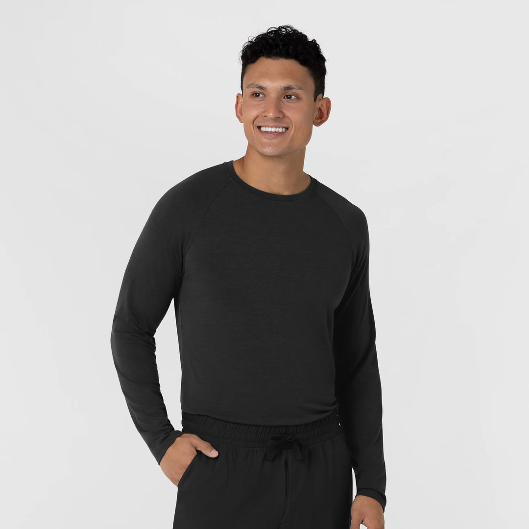Wink Scrubs Men's Men’s Essential Layer Long Sleeve Scrub Top Black | scrub-supply.com