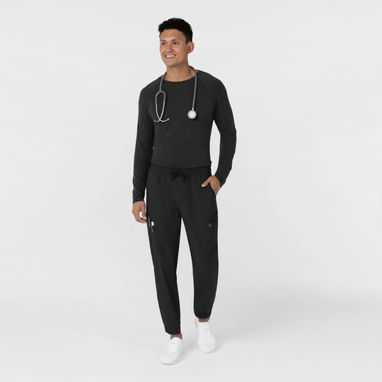 Wink Scrubs Men's Men’s Essential Layer Long Sleeve Scrub Top Black | scrub-supply.com