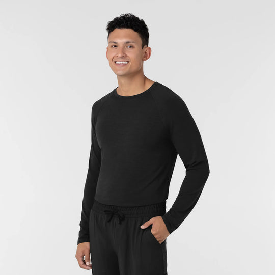 Wink Scrubs Men's Men’s Essential Layer Long Sleeve Scrub Top Black | scrub-supply.com