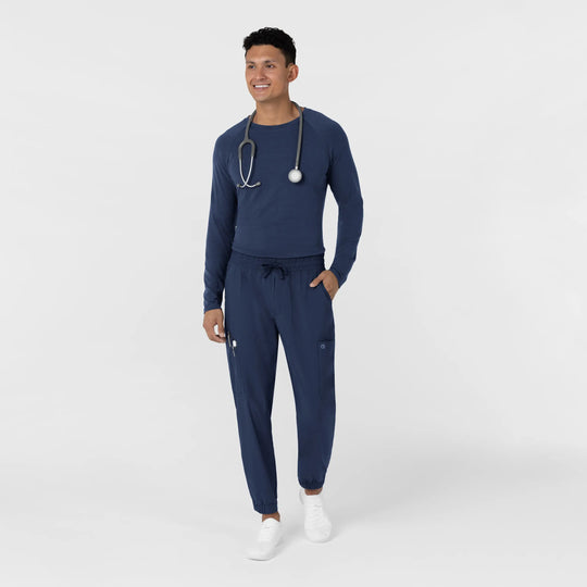 Wink Scrubs Men's Men’s Essential Layer Long Sleeve Scrub Top Navy | scrub-supply.com