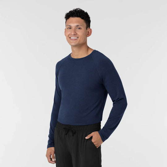 Wink Scrubs Men's Men’s Essential Layer Long Sleeve Scrub Top Navy | scrub-supply.com