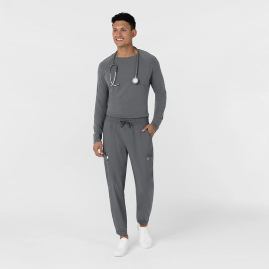 Wink Scrubs Men's Men’s Essential Layer Long Sleeve Scrub Top Pewter | scrub-supply.com
