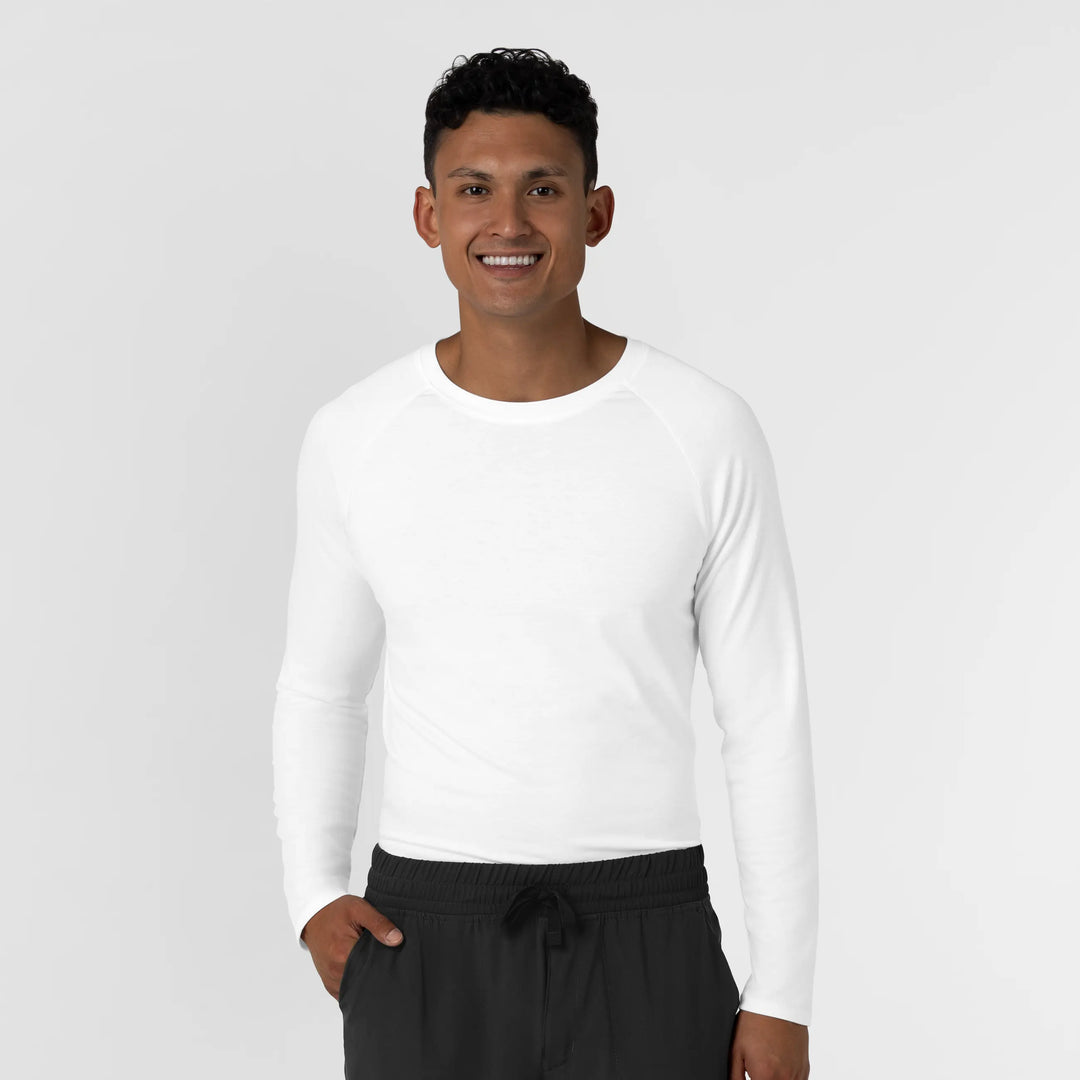 Wink Scrubs Men's Men’s Essential Layer Long Sleeve Scrub Top White | scrub-supply.com