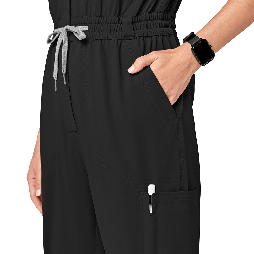 Wink Scrubs Women's Zip Front Jumpsuit Black | scrub-supply.com