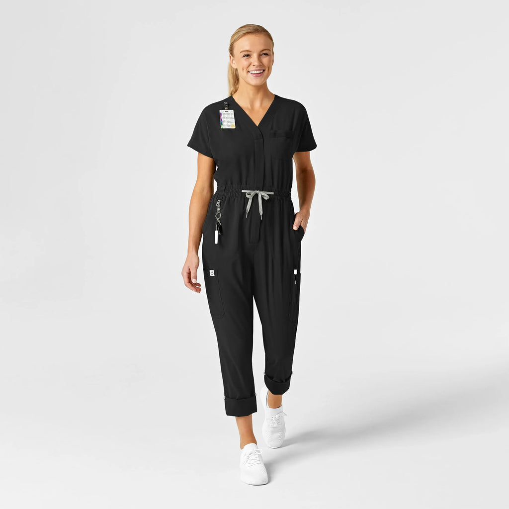 Wink Scrubs Women's Zip Front Jumpsuit Black | scrub-supply.com