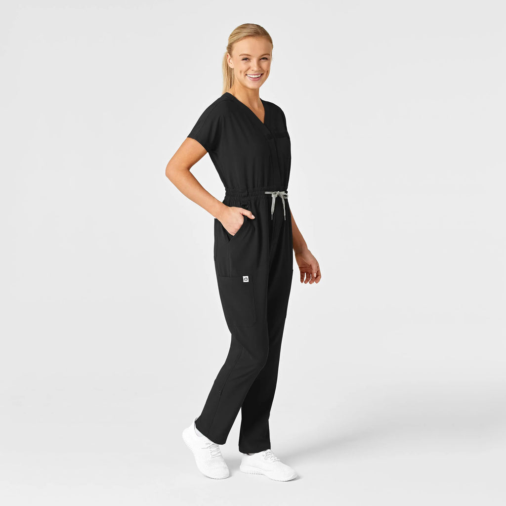 Wink Scrubs Women's Zip Front Jumpsuit Black | scrub-supply.com