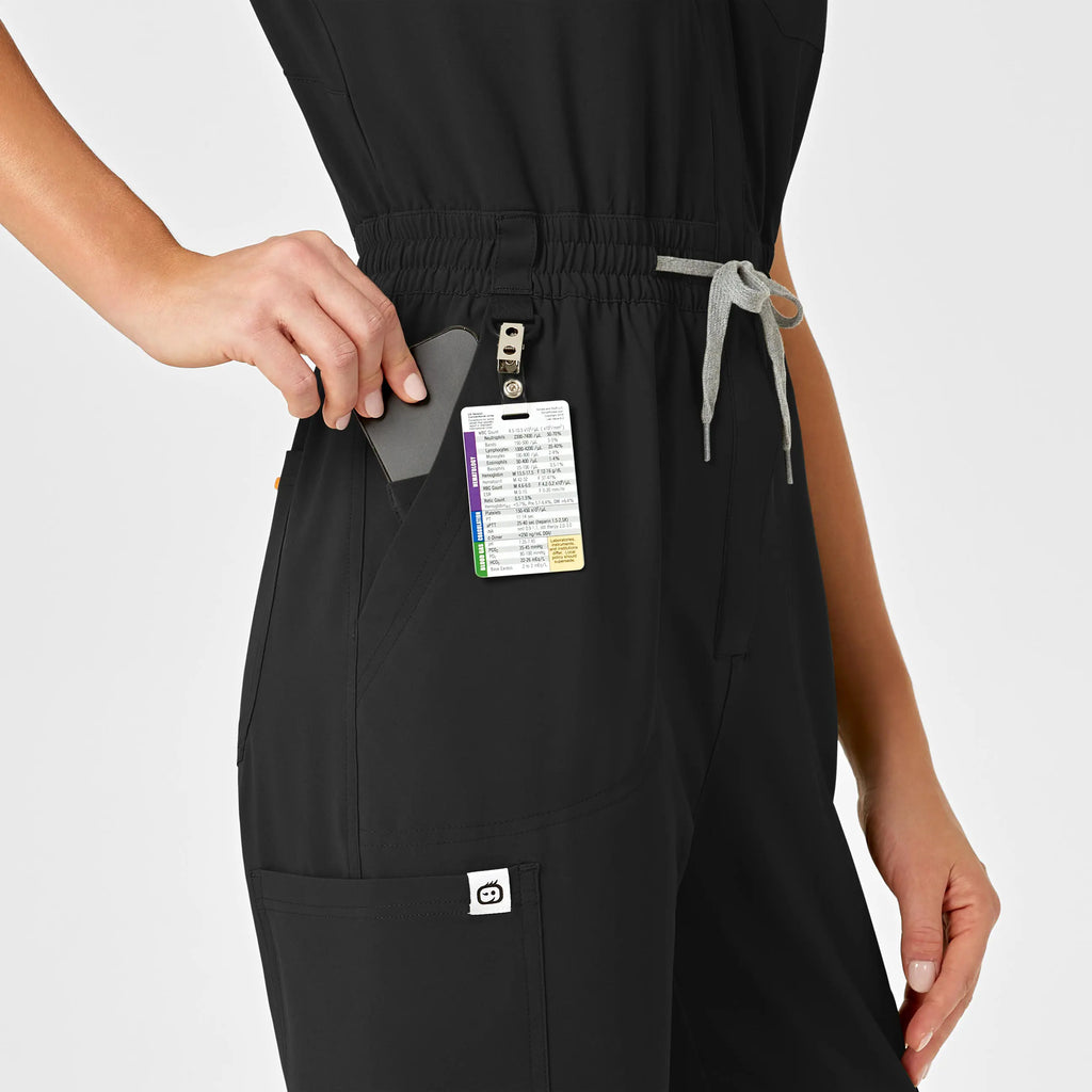 Wink Scrubs Women's Zip Front Jumpsuit Black | scrub-supply.com