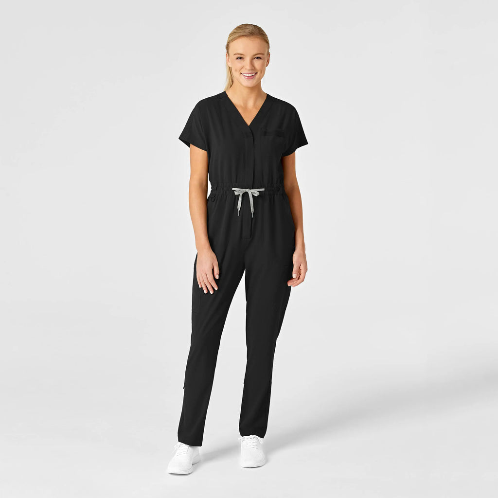 Wink Scrubs Women's Zip Front Jumpsuit Black | scrub-supply.com