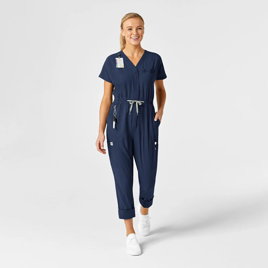 Wink Scrubs Women's Zip Front Jumpsuit Navy | scrub-supply.com