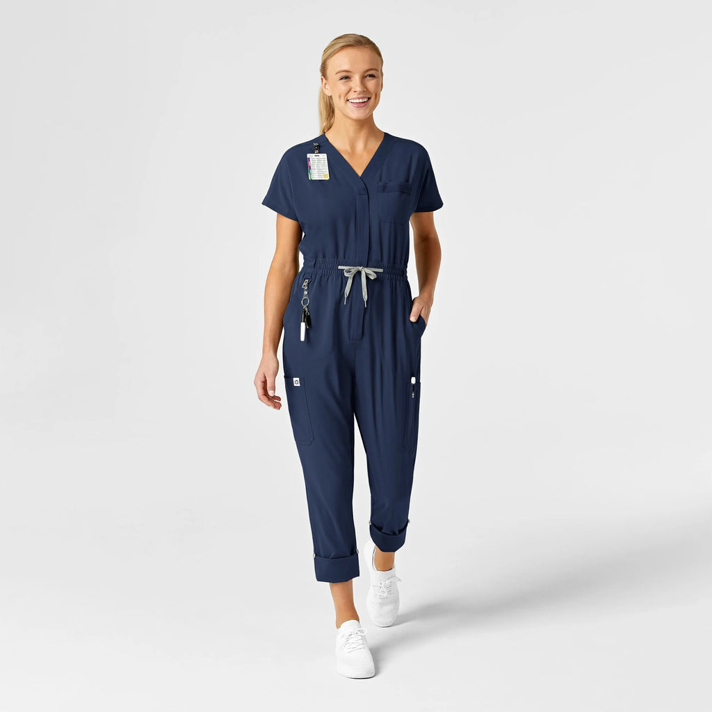 Wink Scrubs Women's Zip Front Jumpsuit Navy | scrub-supply.com