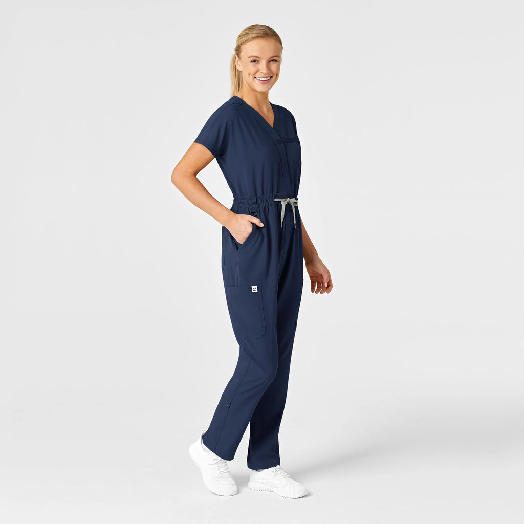 Wink Scrubs Women's Zip Front Jumpsuit Navy | scrub-supply.com