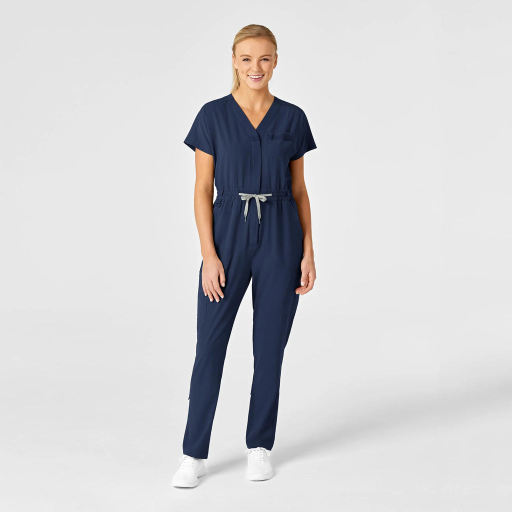 Wink Scrubs Women's Zip Front Jumpsuit Navy | scrub-supply.com