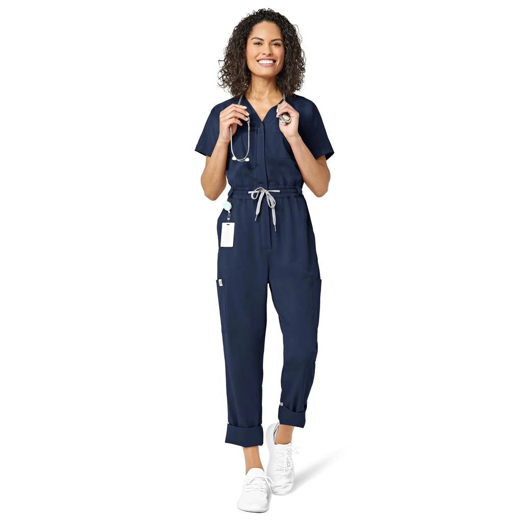 Wink Scrubs Women's Zip Front Jumpsuit Navy | scrub-supply.com