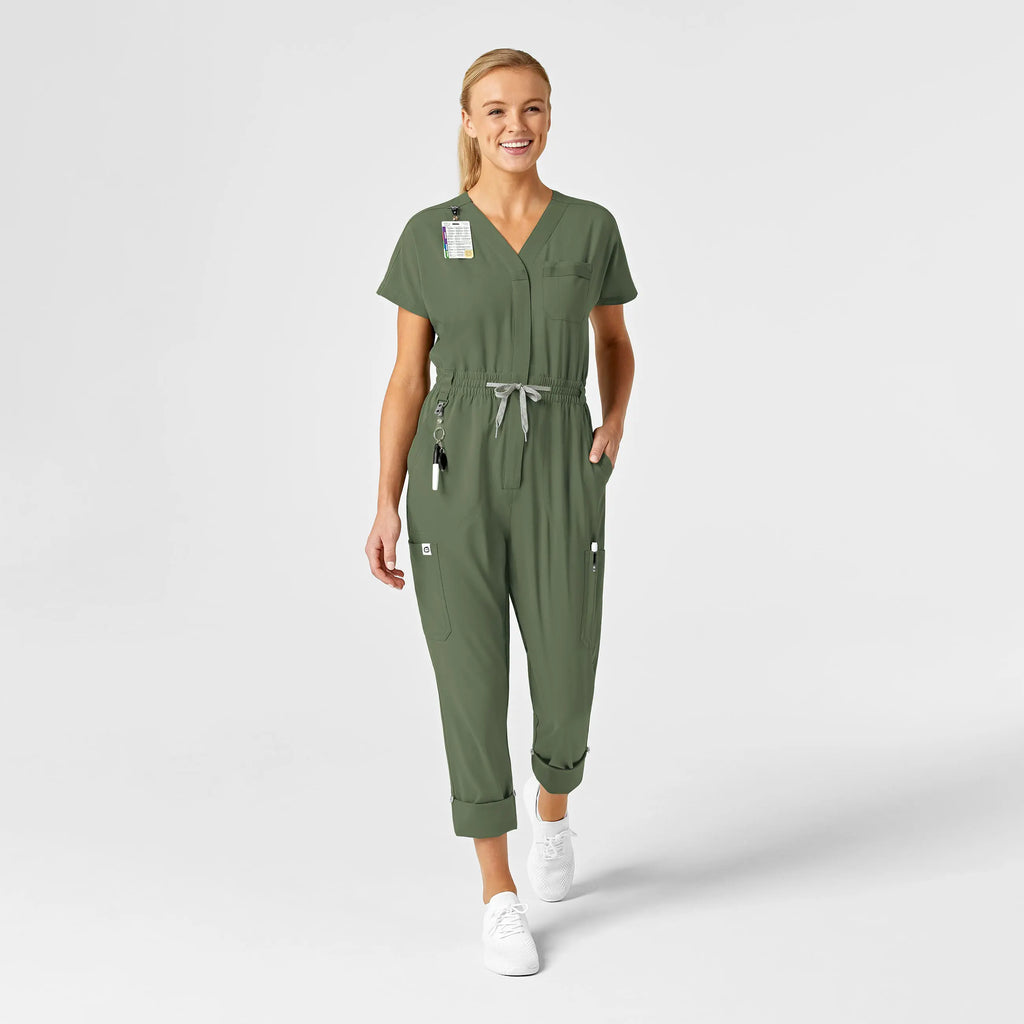 Wink Scrubs Women's Zip Front Jumpsuit Olive | scrub-supply.com