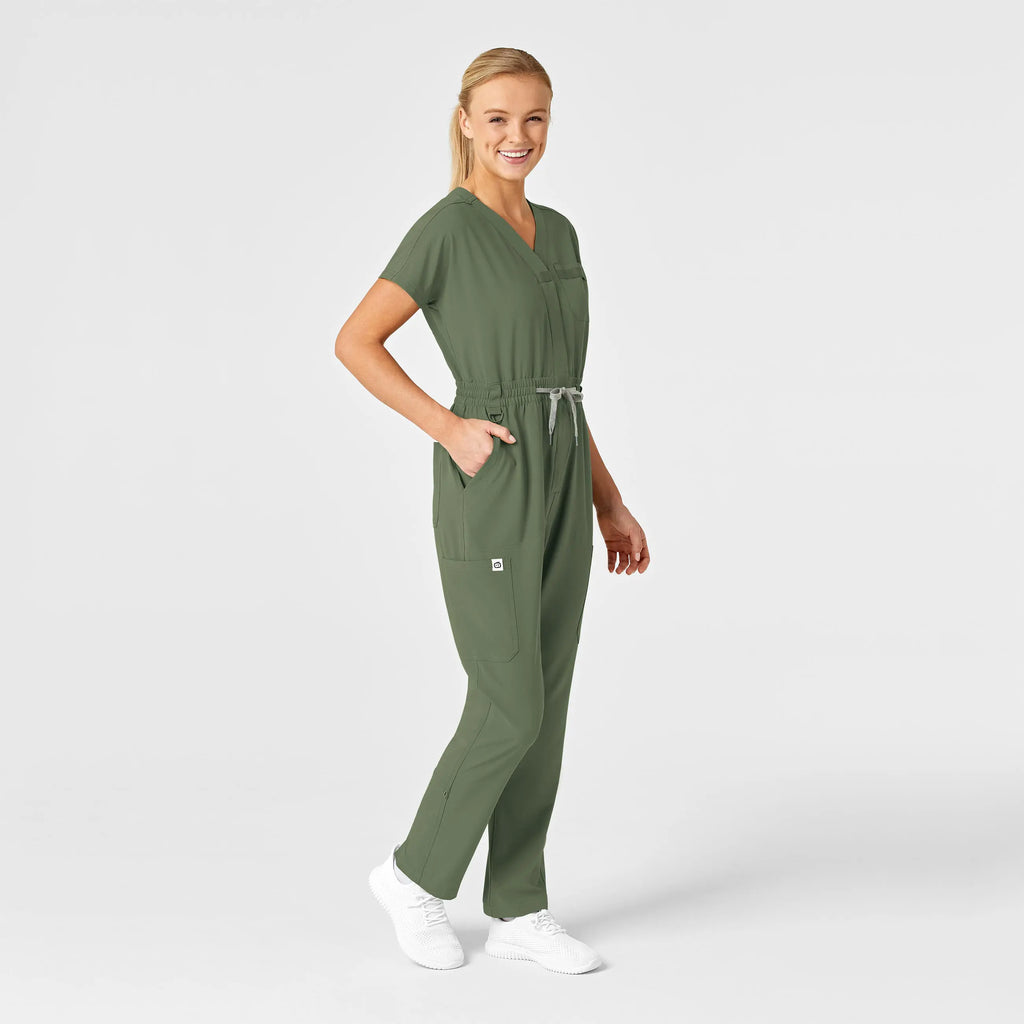 Wink Scrubs Women's Zip Front Jumpsuit Olive | scrub-supply.com