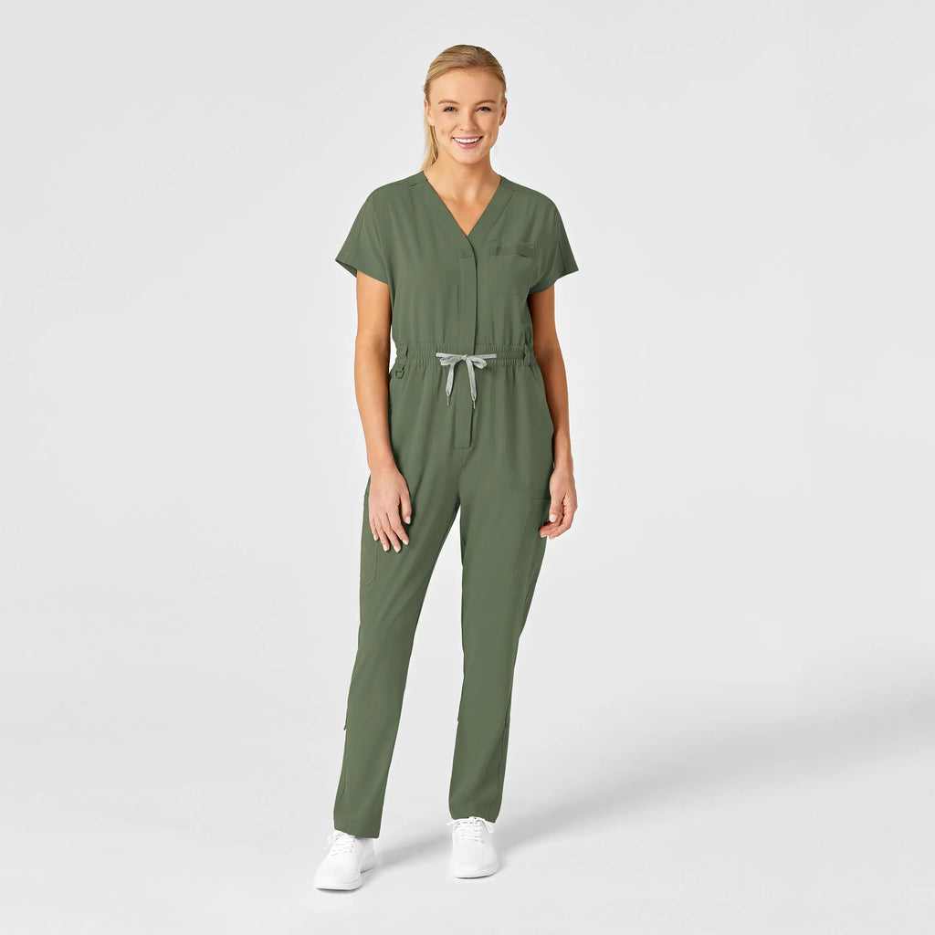 Wink Scrubs Women's Zip Front Jumpsuit Olive | scrub-supply.com