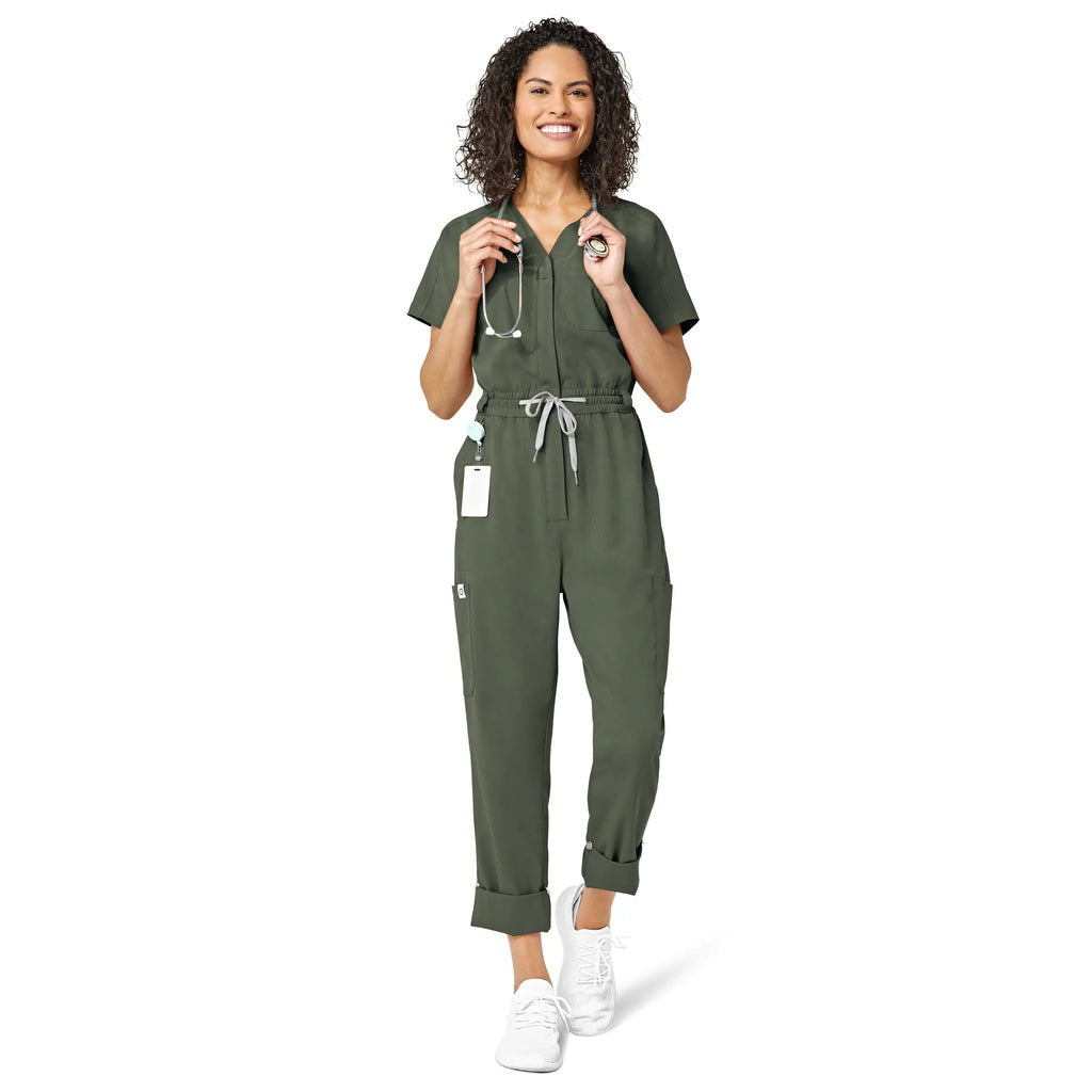 Wink Scrubs Women's Zip Front Jumpsuit Olive | scrub-supply.com